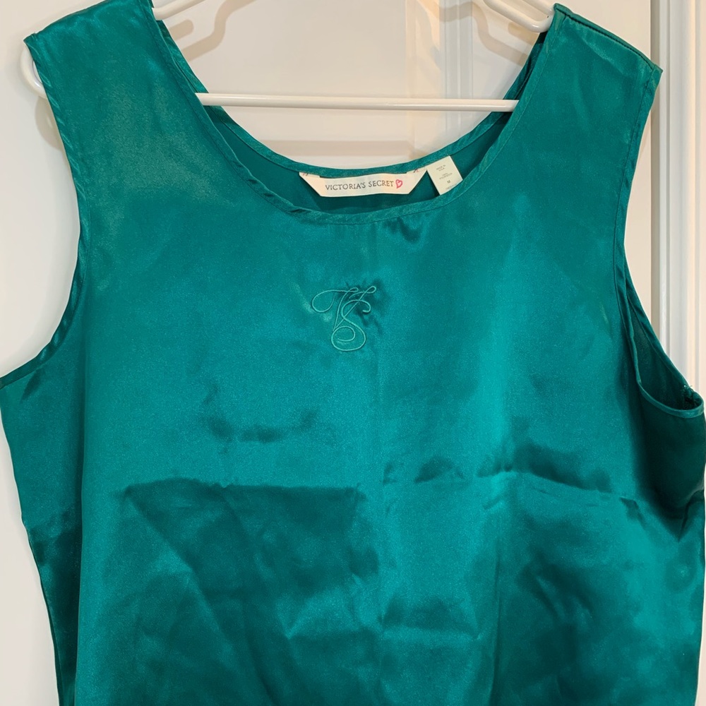 Victoria’s Secret Satin Pajama Set Emerald Green Size Medium - Picture 6 of 10